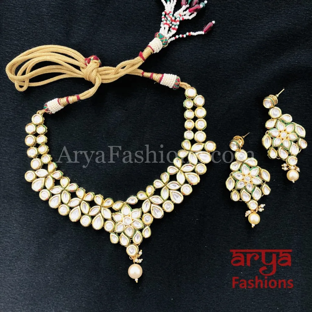 Bridal Kundan Meenakari Necklace with statement earring