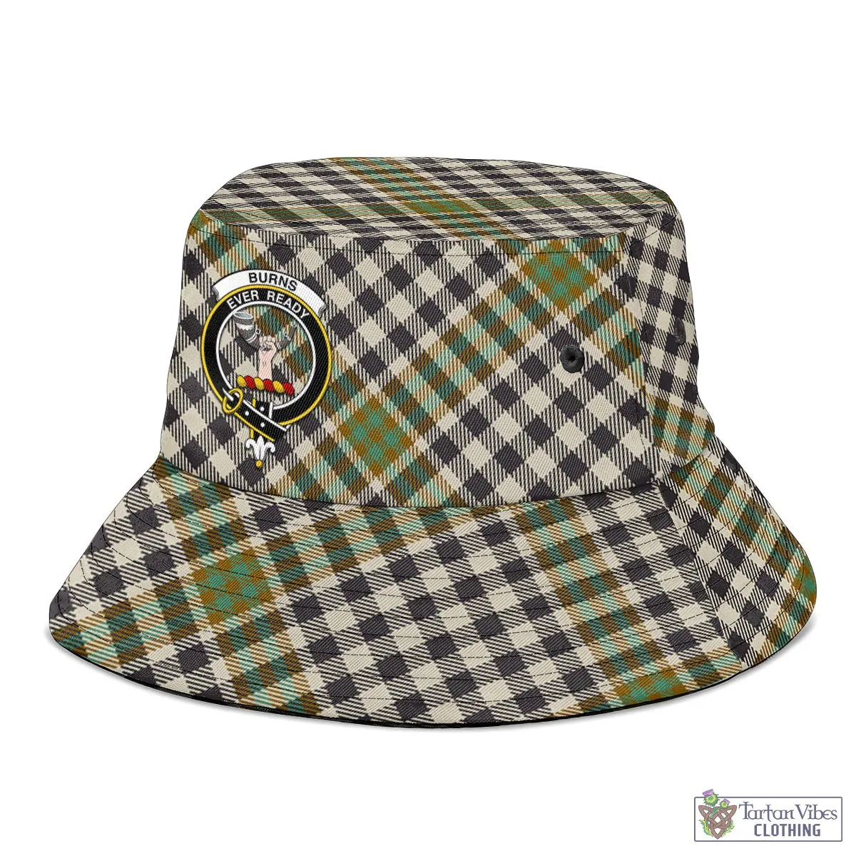 Burns Check Tartan Bucket Hat with Family Crest