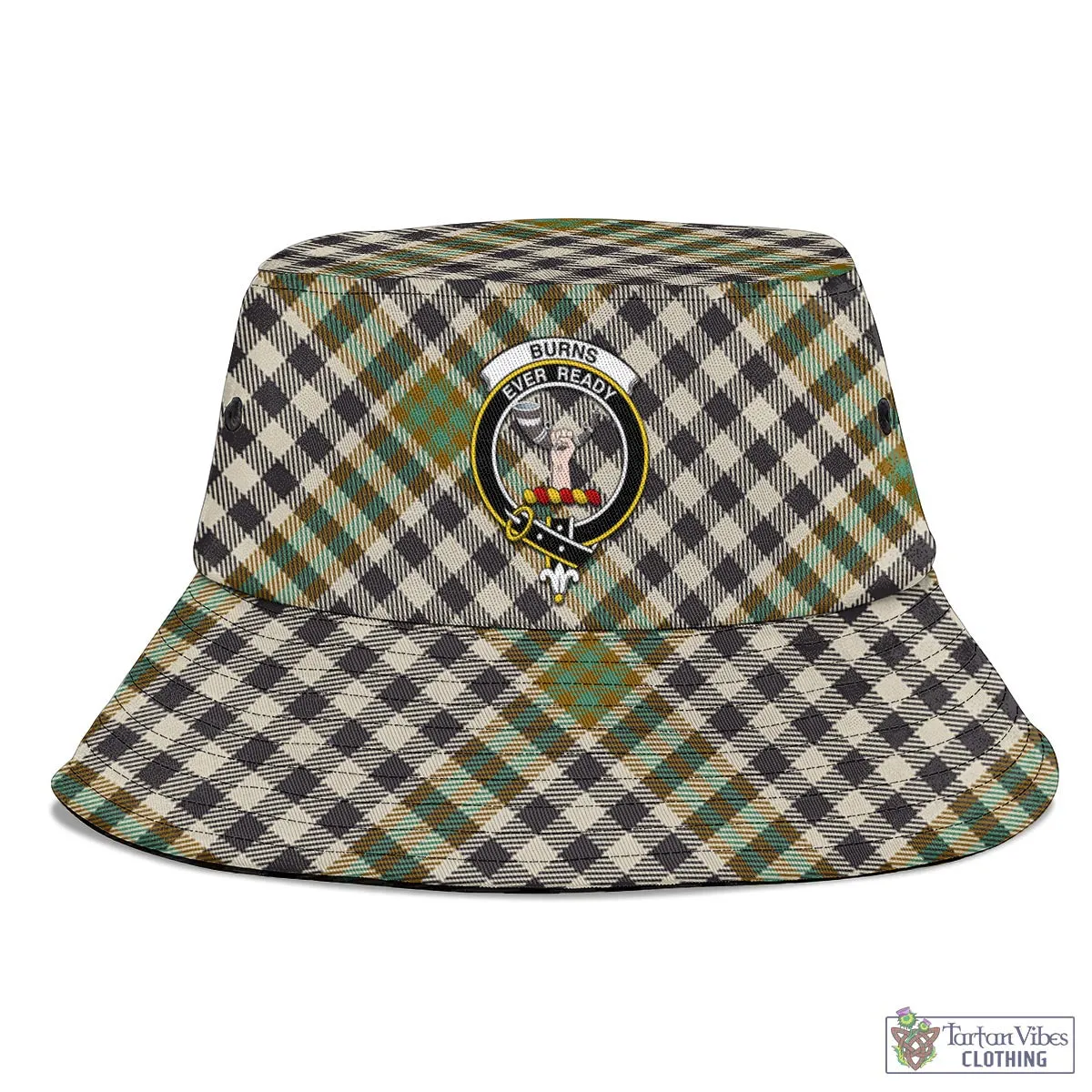 Burns Check Tartan Bucket Hat with Family Crest