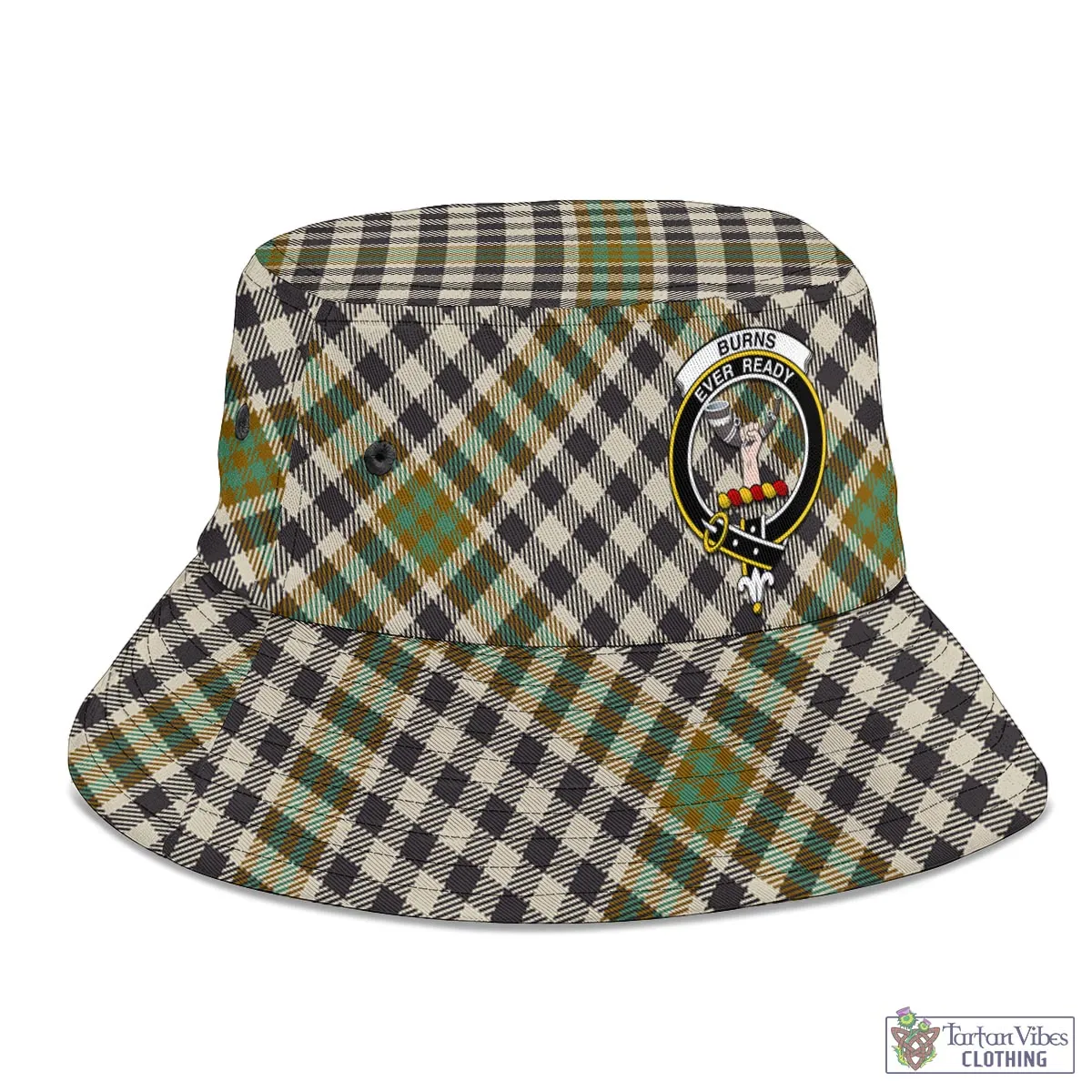 Burns Check Tartan Bucket Hat with Family Crest