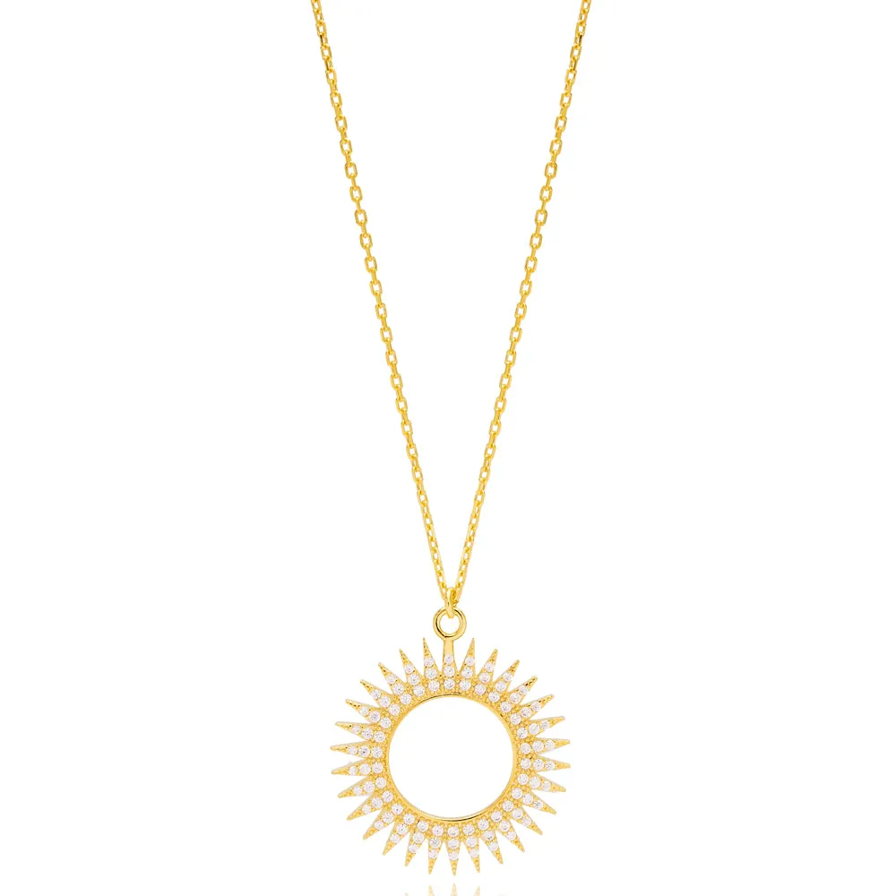 Calliope Hollow Sun Necklace - Handmade Gold Plated Turkish Sterling Silver