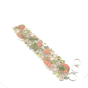 Canita Unakite, Rose Quartz and Peridot Bracelet