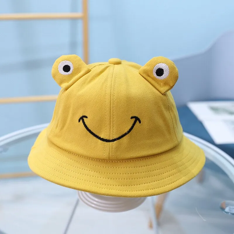 Cartoon Frog Kids Bucket Hat Children Summer Hats Boys Sun Caps Sun Protective Baby Hats Caps