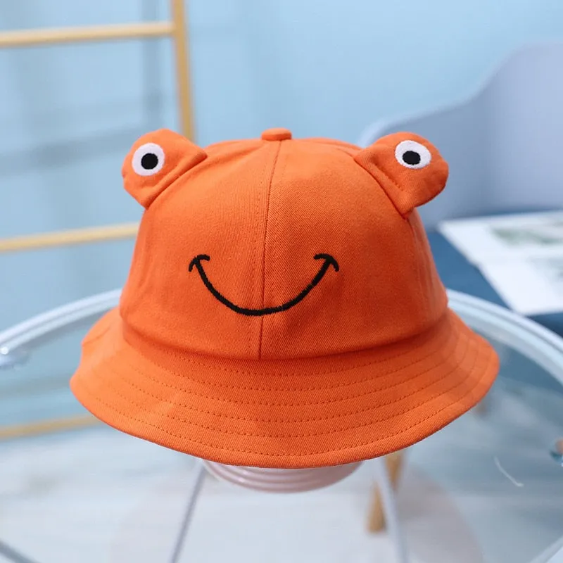 Cartoon Frog Kids Bucket Hat Children Summer Hats Boys Sun Caps Sun Protective Baby Hats Caps