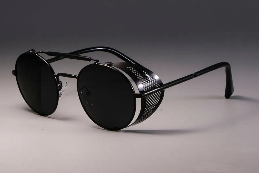 CCspace Unisex Full Rim Round Alloy Frame Steampunk Sunglasses ZML14