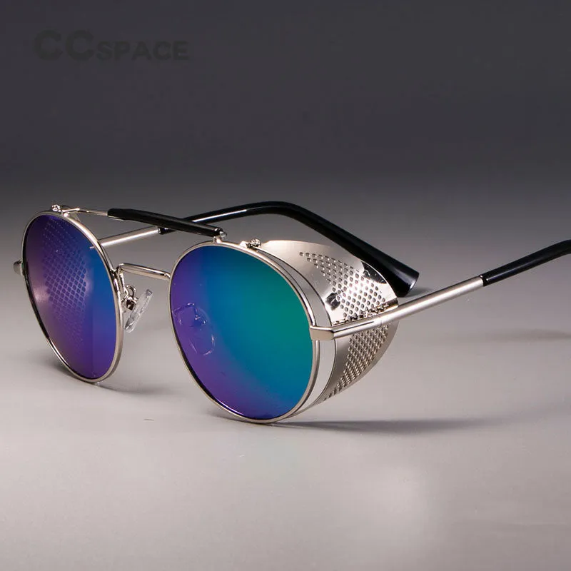 CCspace Unisex Full Rim Round Alloy Frame Steampunk Sunglasses ZML14