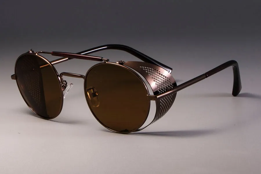 CCspace Unisex Full Rim Round Alloy Frame Steampunk Sunglasses ZML14