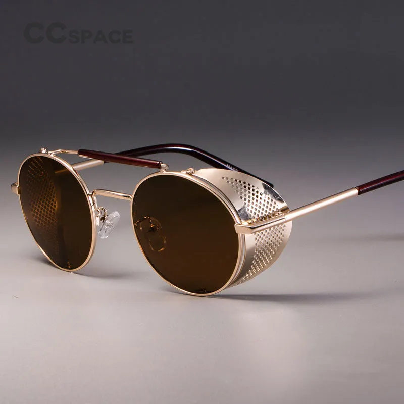 CCspace Unisex Full Rim Round Alloy Frame Steampunk Sunglasses ZML14