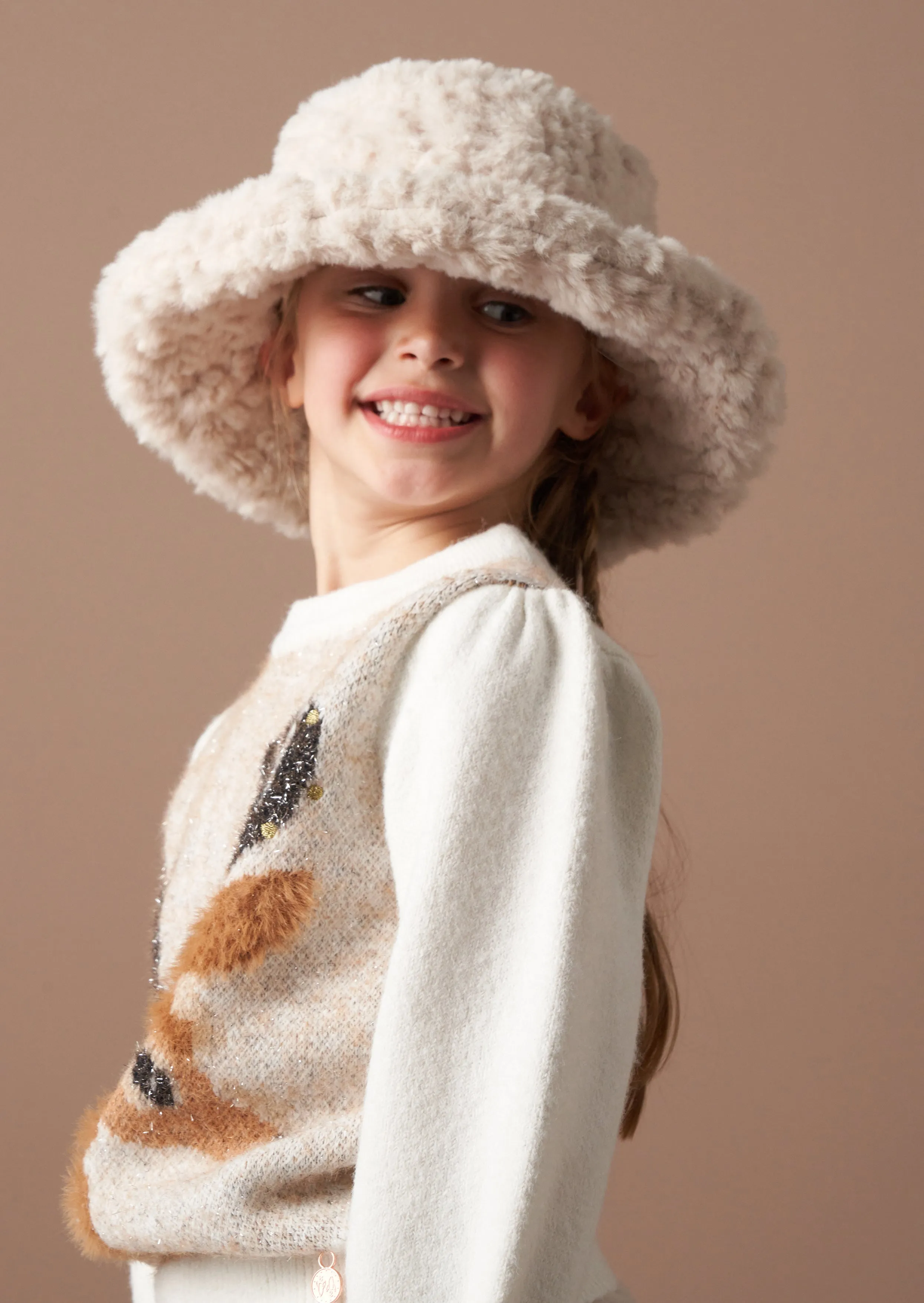 Cecile Taupe Fur Hat