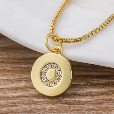 Charm Personal Pendant Necklace with Initial A-Z Zircon in Gold Color