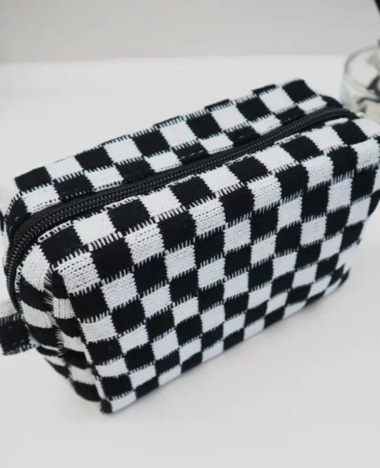 Checkered Cosmetic Bag | Black