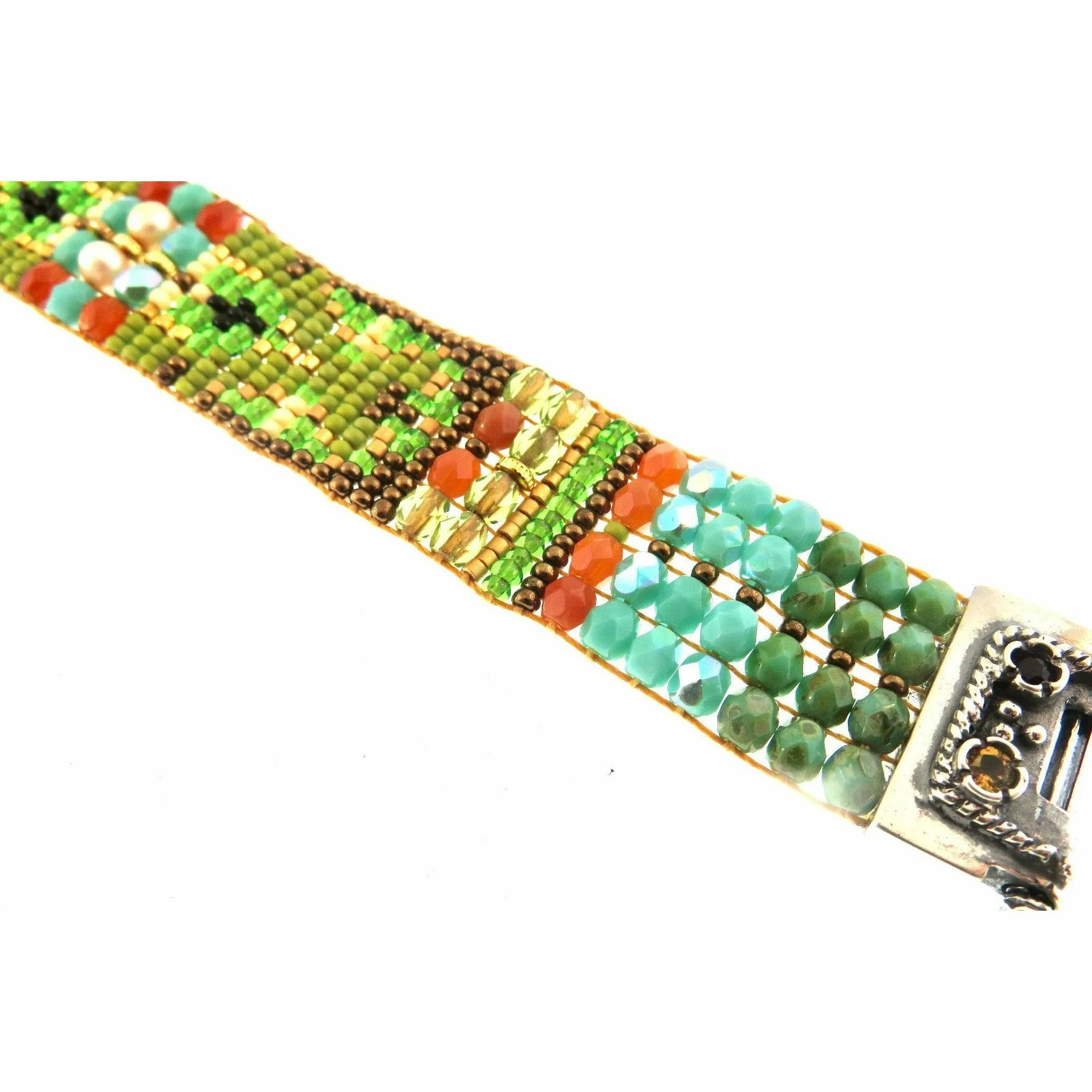 CHILI ROSE  "Spring Green Lace " Cowboy Bracelet