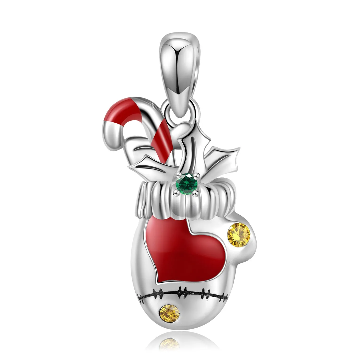 Christmas Gloves Pendant Zircon Silver Necklace