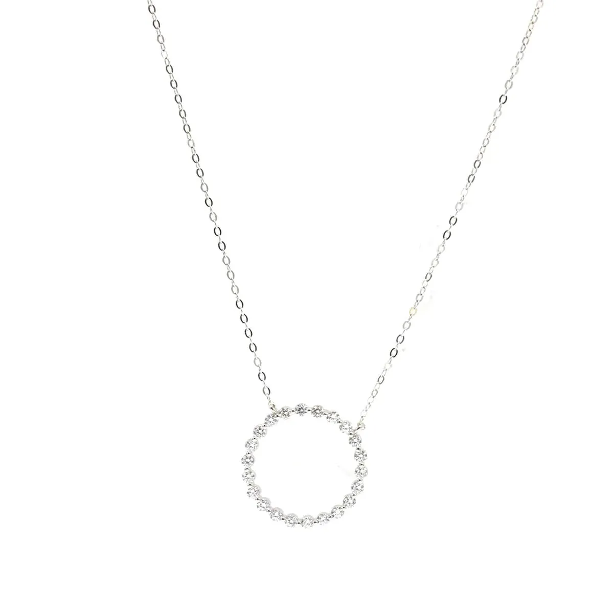 Circle Eternity Diamond CZ .925 Sterling Silver Hypoallergenic Waterproof Necklace