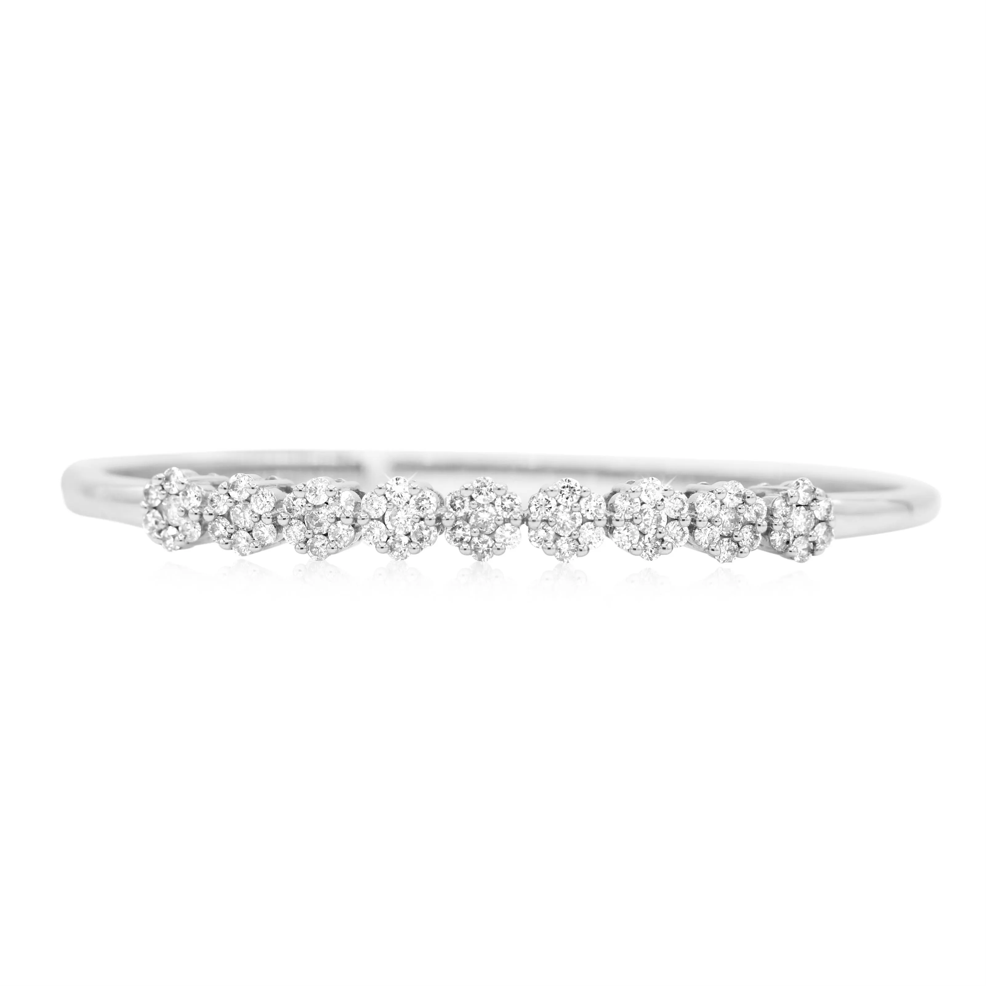 Cluster Floral Diamond Bangle in 14KT White Gold ( 3ct tw dia )