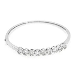 Cluster Floral Diamond Bangle in 14KT White Gold ( 3ct tw dia )