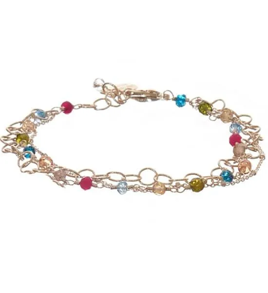 Colorful 3 Strand Gemstone Bracelet