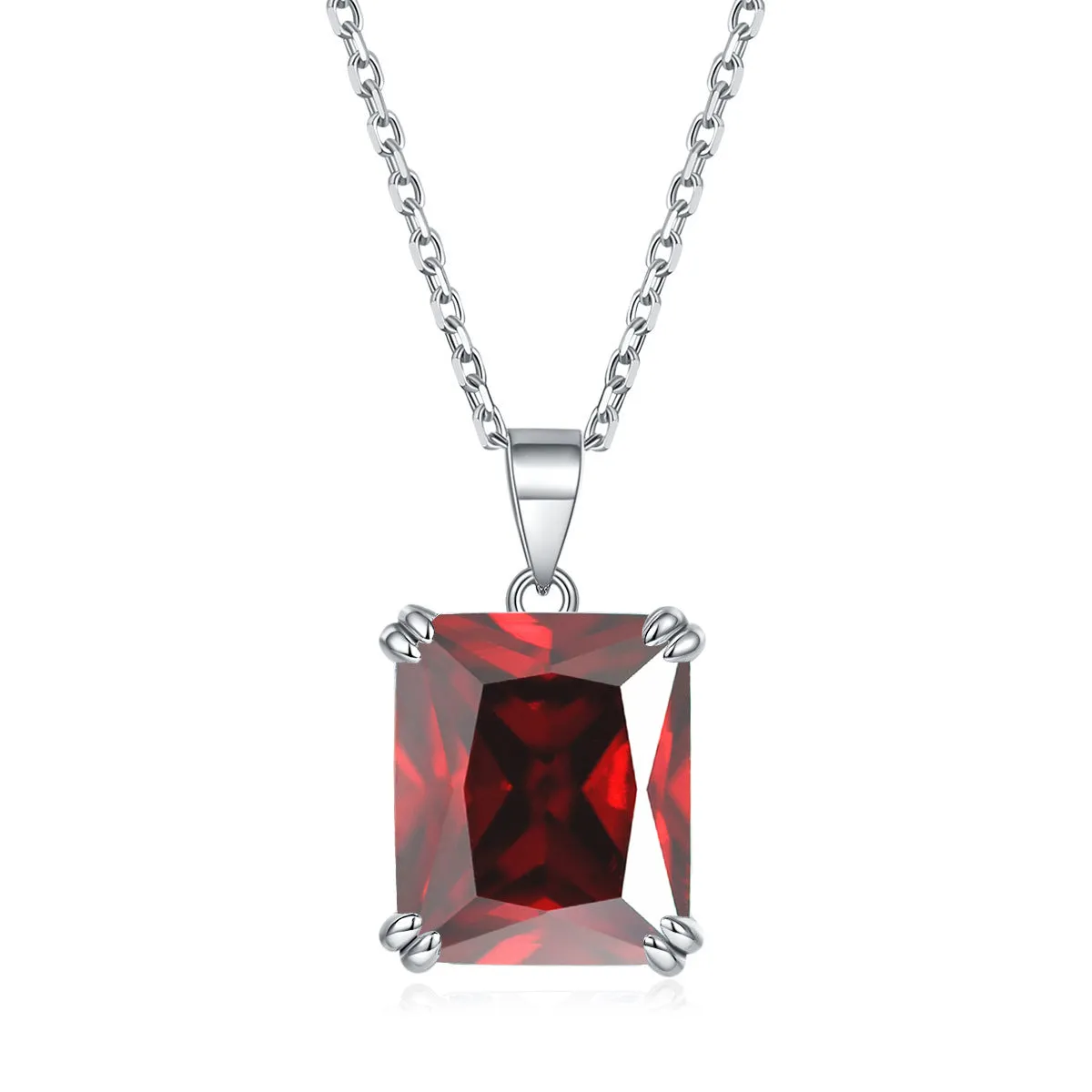 Colorful Rectangle Zircon Pendant Silver Necklace for Women