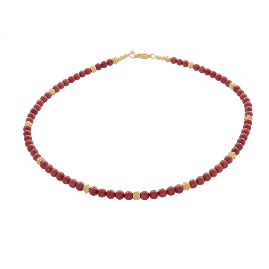 Coral & gold-tone Bali Beaded Necklace