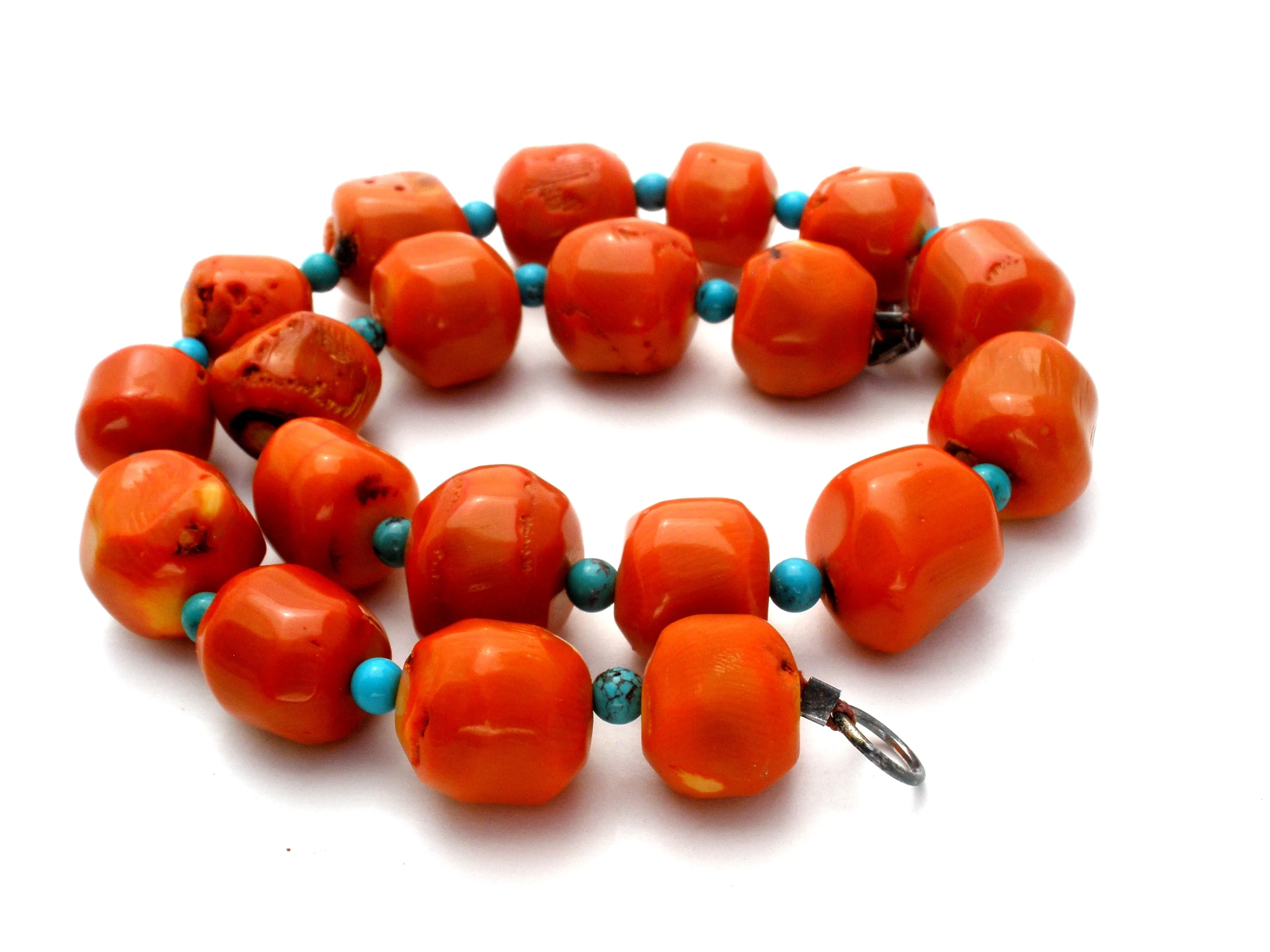 Coral & Turquoise Bead Necklace 18"