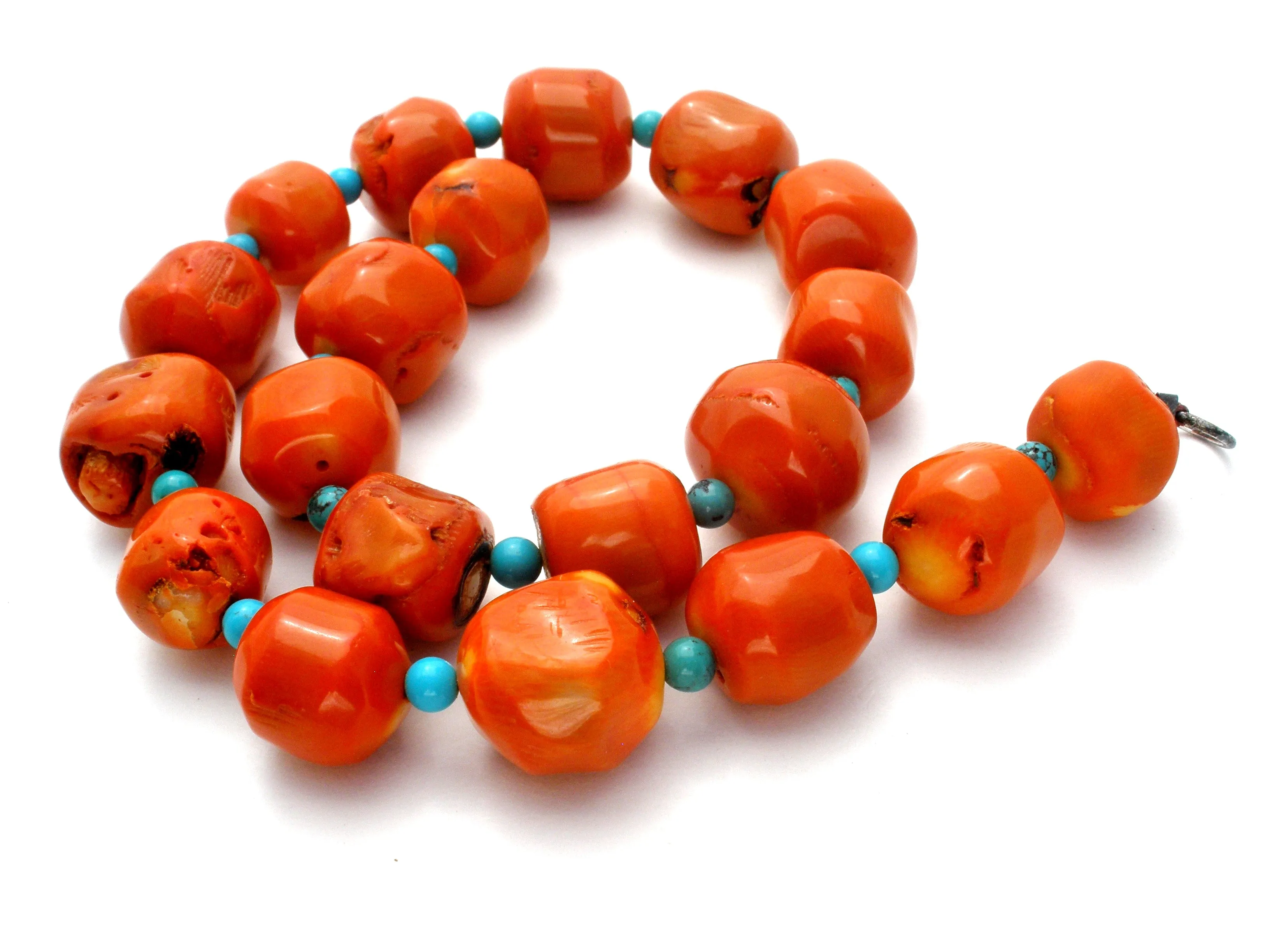 Coral & Turquoise Bead Necklace 18"