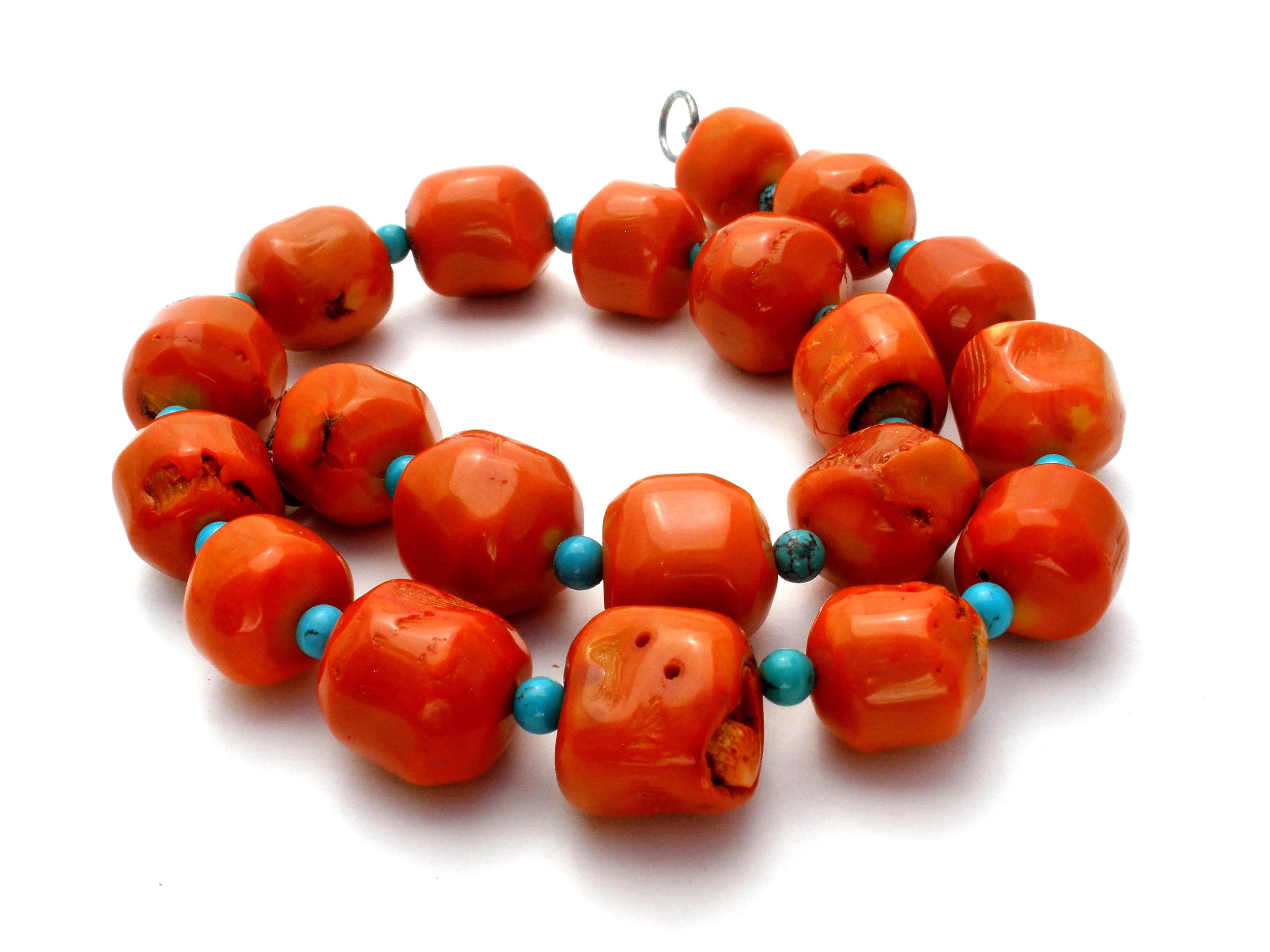 Coral & Turquoise Bead Necklace 18"