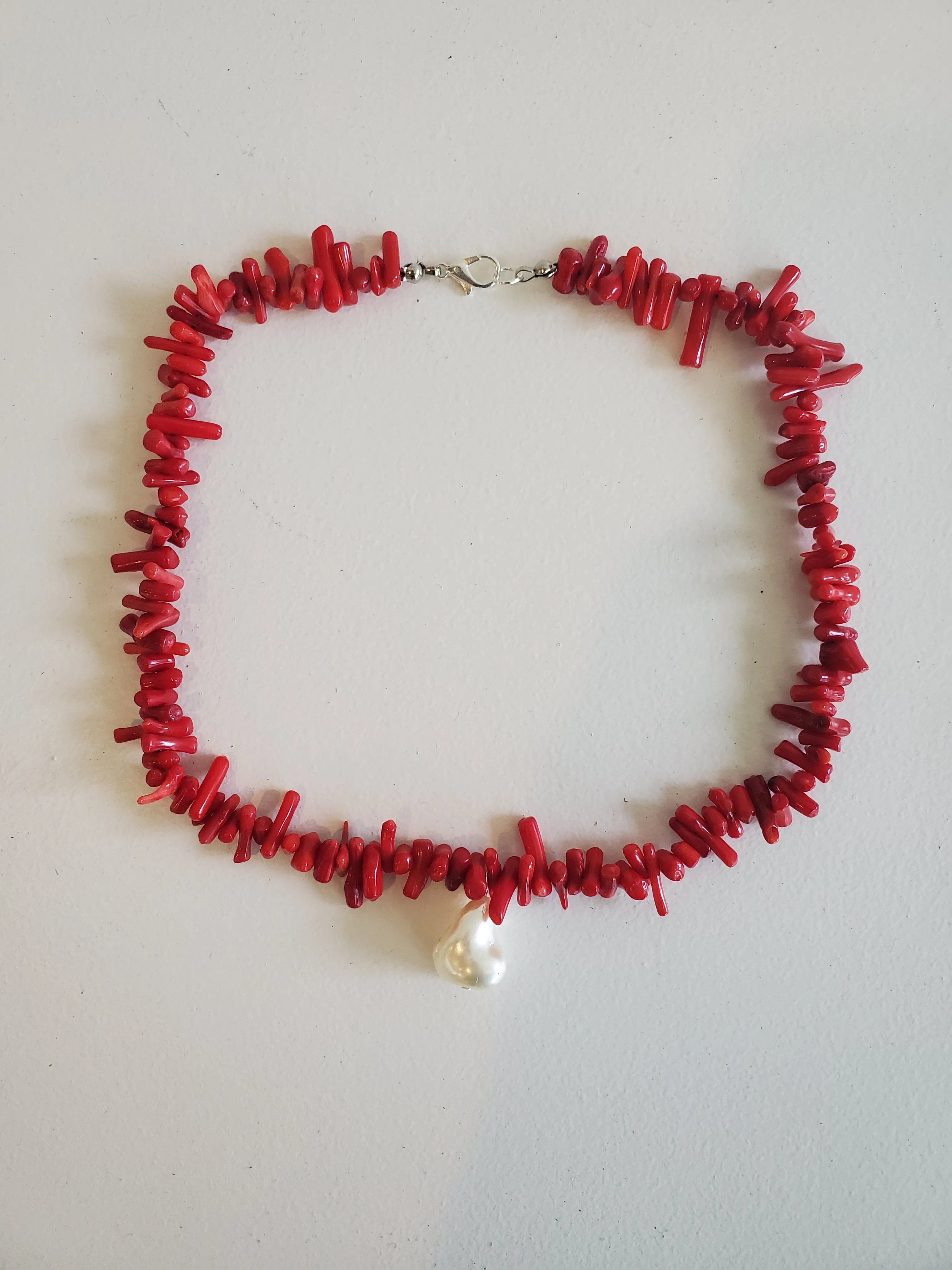 Coral and Pearl choker