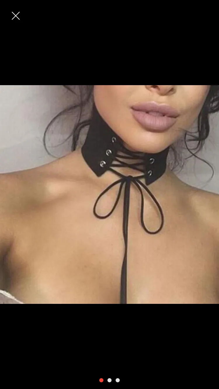 Corset lace up choker necklace