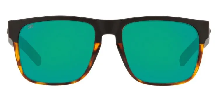 Costa Del Mar Mens Spearo Black/Shiny Tort Frame - Green Mirror 580 Glass Lens - Polarized Sunglasses