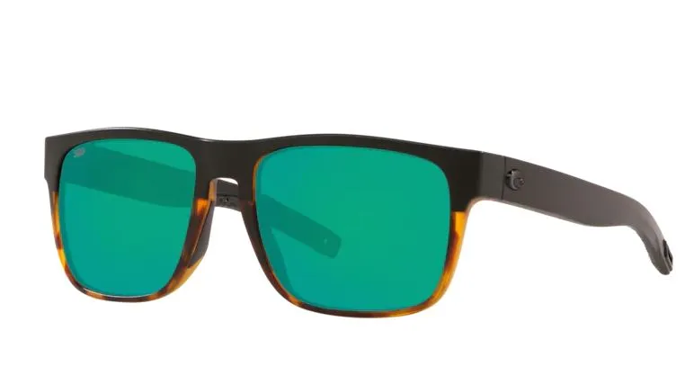 Costa Del Mar Mens Spearo Black/Shiny Tort Frame - Green Mirror 580 Glass Lens - Polarized Sunglasses