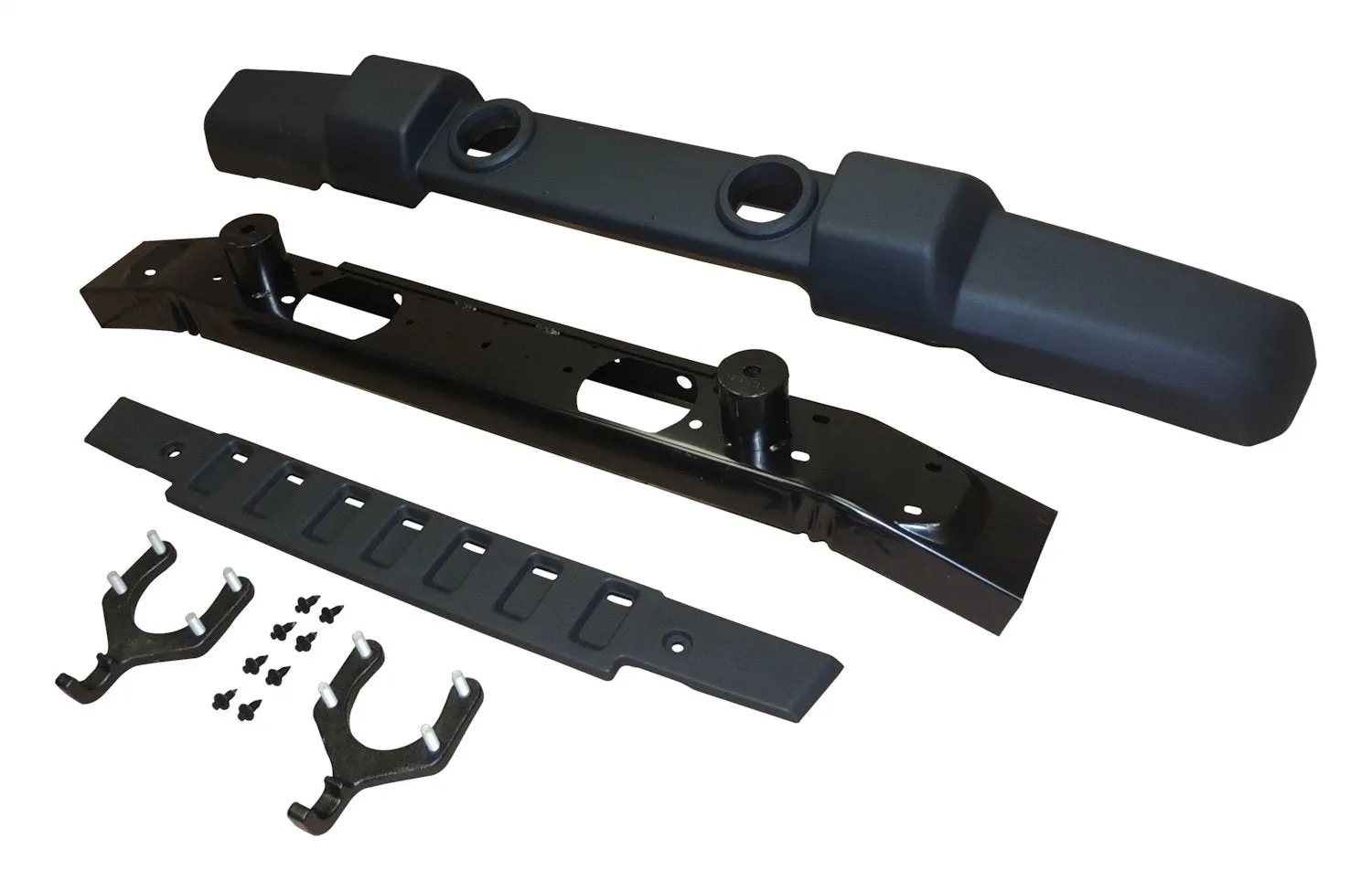 Crown Automotive Jeep Replacement 1FN67K Front Bumper Kit; Incl. Front Fascia/Bumper Beam/Frame Cover/2 Tow Hooks;