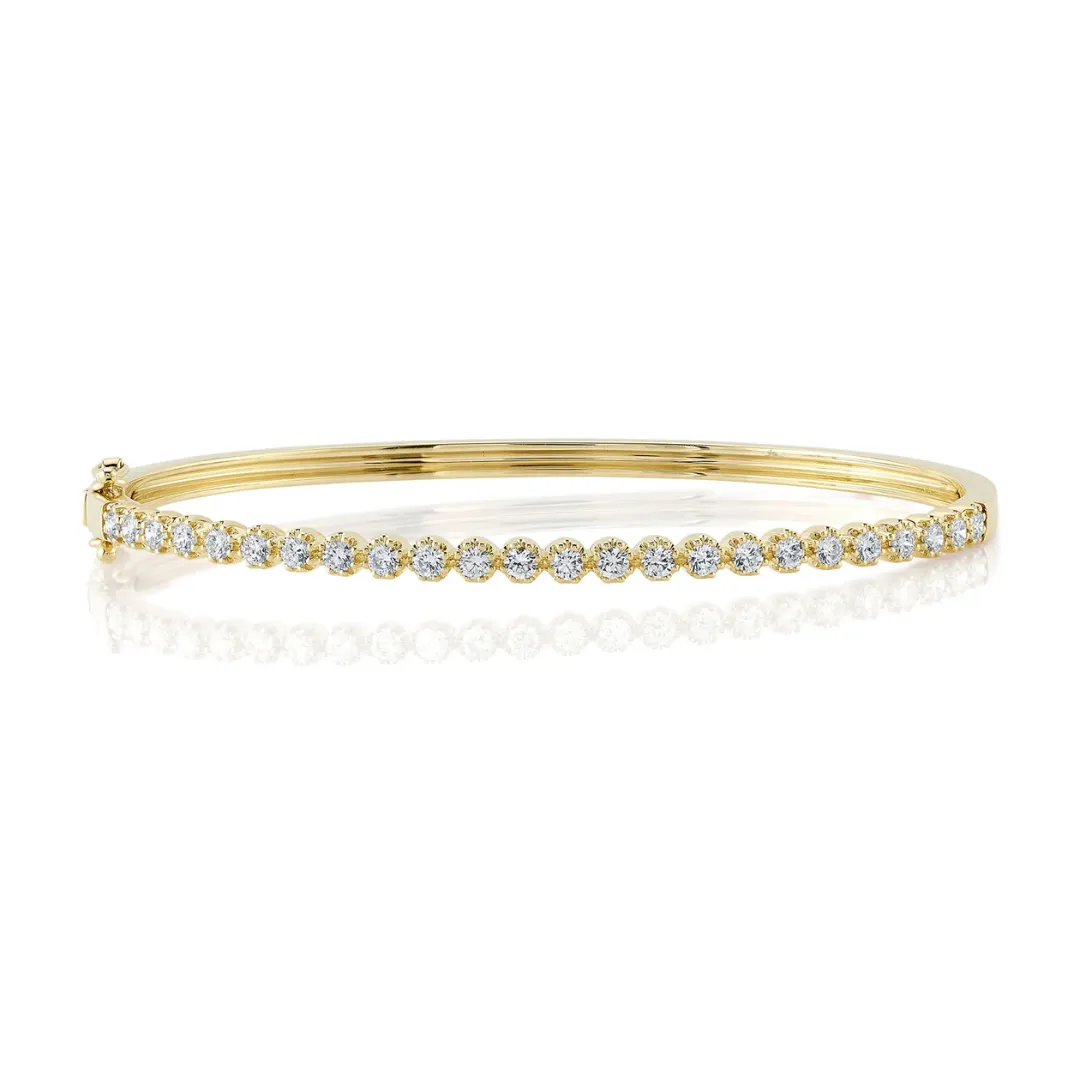 Crown Set Diamond Bangle Bracelet, 1.00 cttw