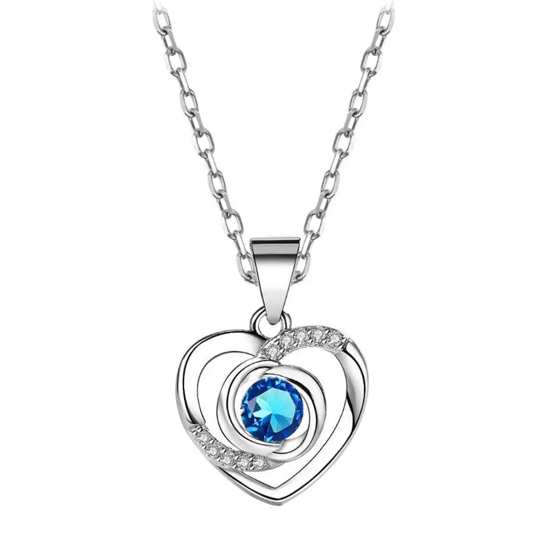 Crystal CZ Heart Pendant Choker Necklace