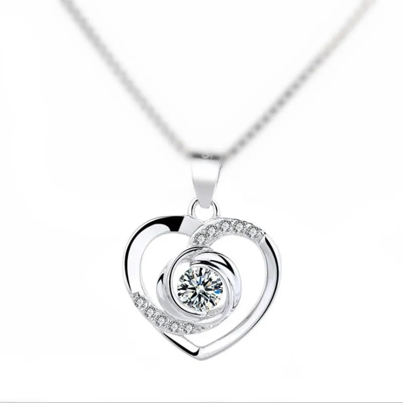 Crystal CZ Heart Pendant Choker Necklace