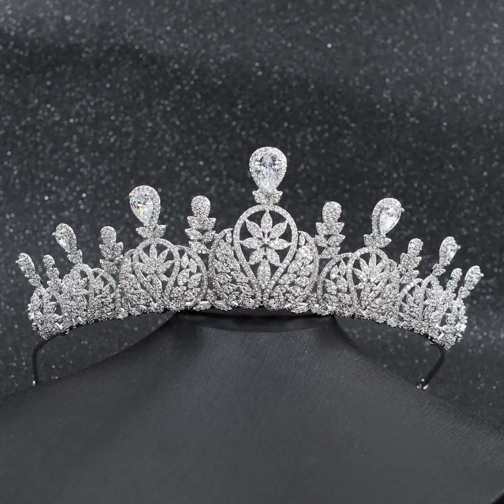 Cubic zircon wedding  bridal royal tiara diadem crown CH10063