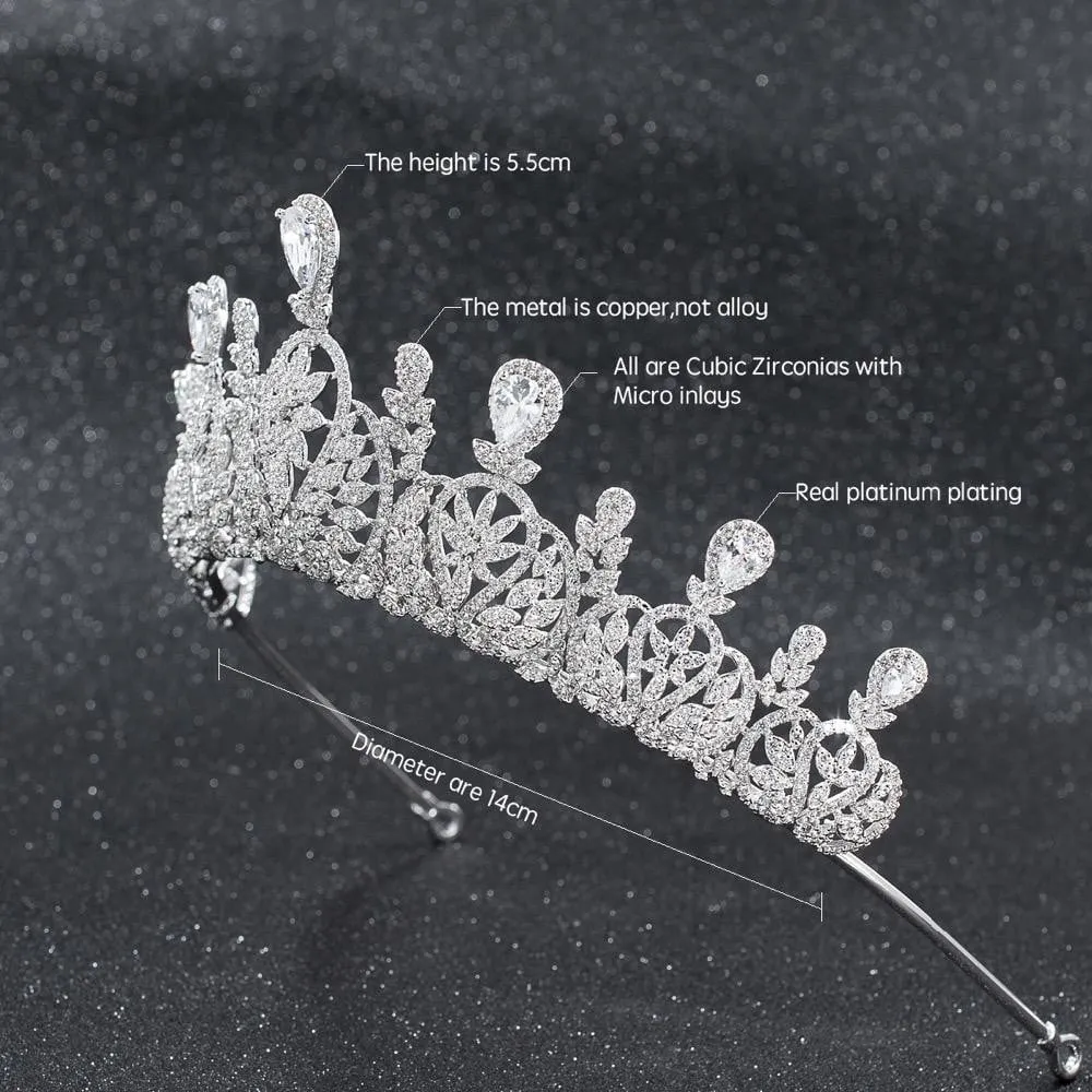 Cubic zircon wedding  bridal royal tiara diadem crown CH10063