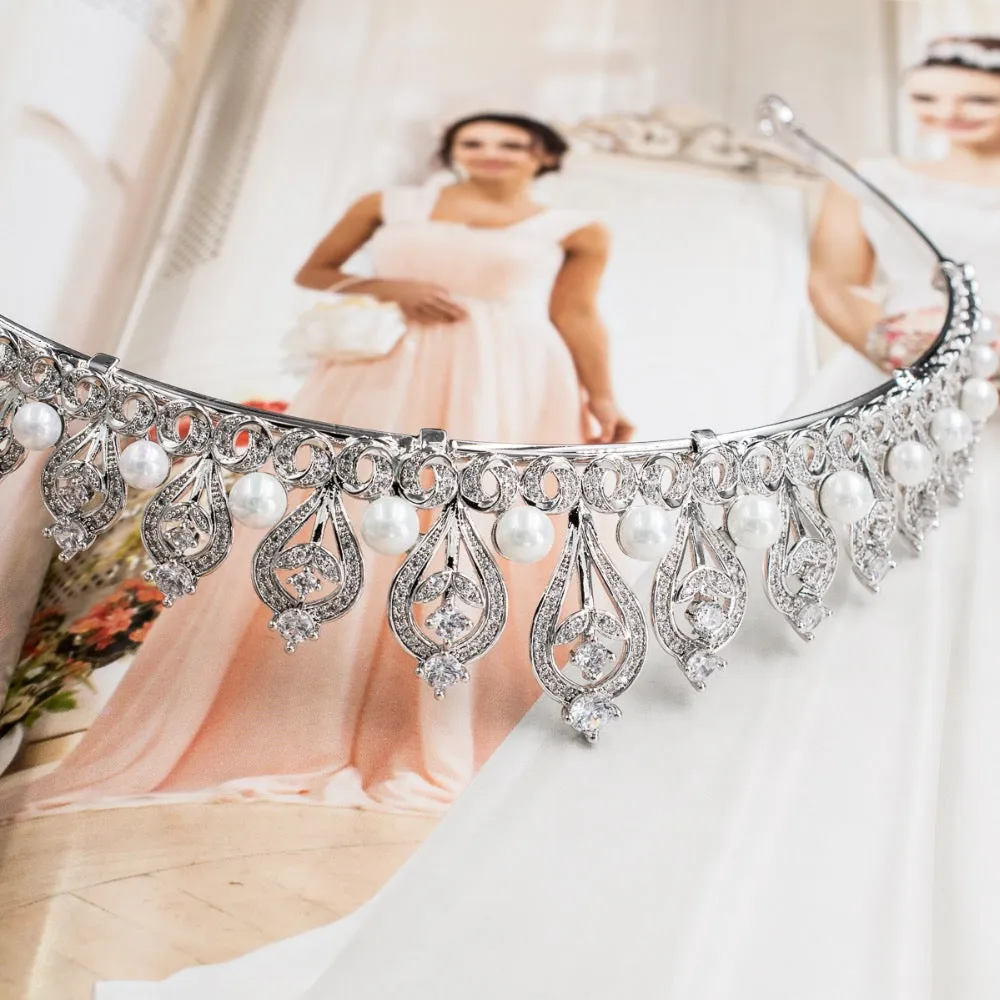 Cubic zircon wedding  bridal royal tiara diadem crown CH10109