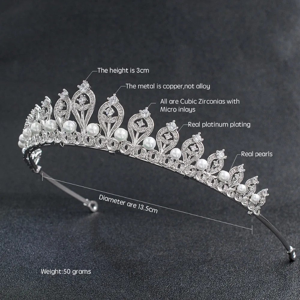 Cubic zircon wedding  bridal royal tiara diadem crown CH10109