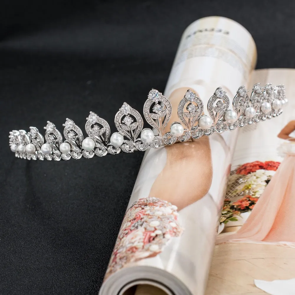 Cubic zircon wedding  bridal royal tiara diadem crown CH10109