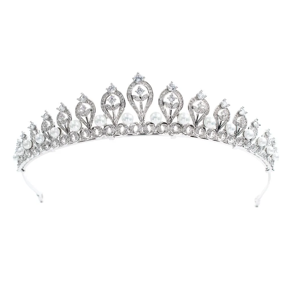 Cubic zircon wedding  bridal royal tiara diadem crown CH10109