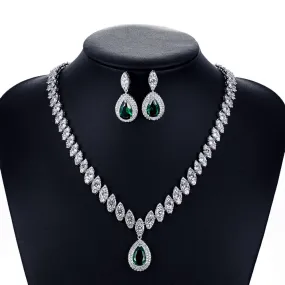 Cubic zirconia bride wedding necklace earring set CN10001