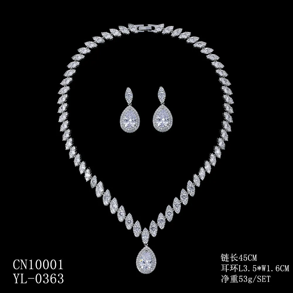 Cubic zirconia bride wedding necklace earring set CN10001