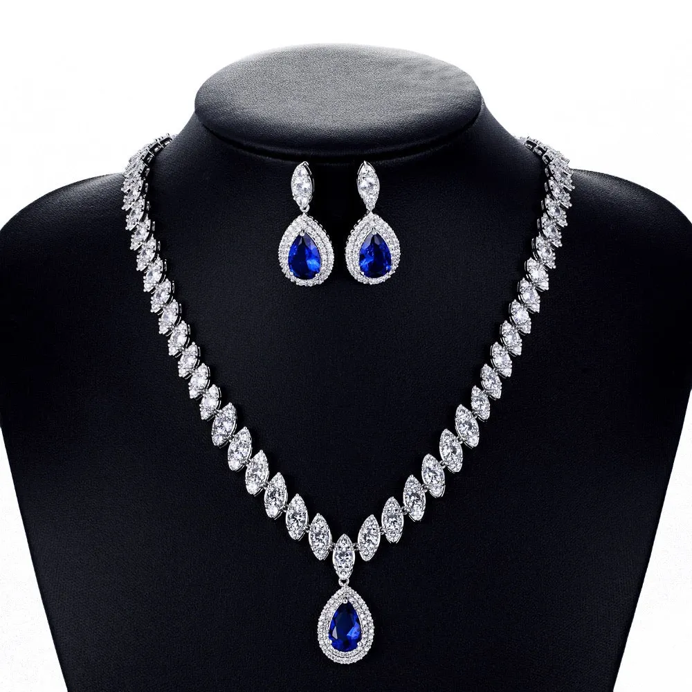 Cubic zirconia bride wedding necklace earring set CN10001