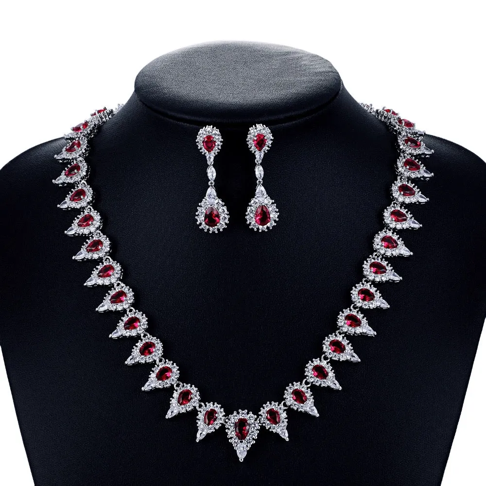 Cubic zirconia bride wedding necklace earring set CN10063