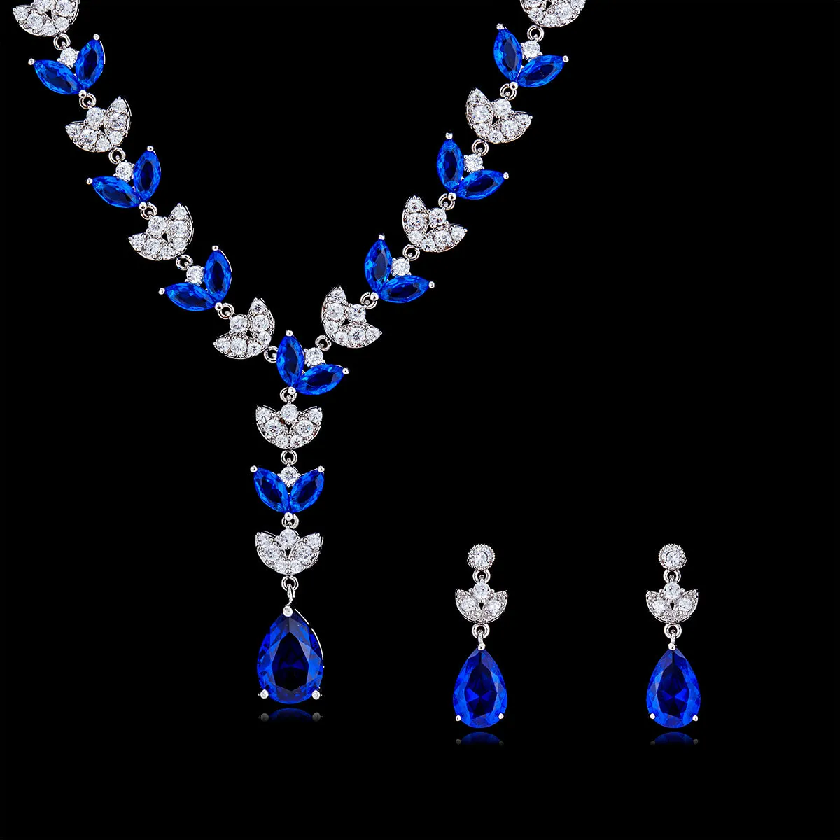 Cubic zirconia bride wedding necklace earring set CN10117