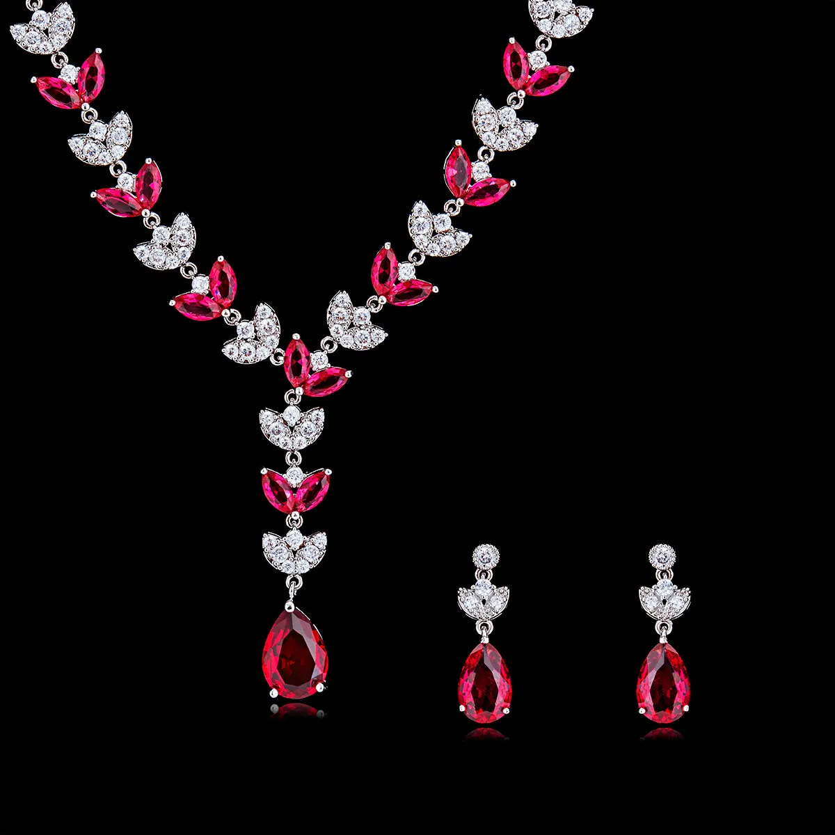 Cubic zirconia bride wedding necklace earring set CN10117