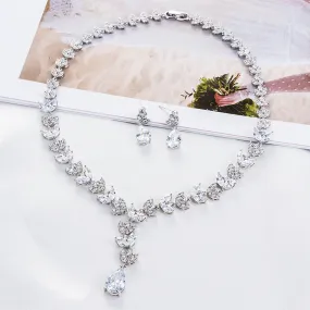 Cubic zirconia bride wedding necklace earring set CN10117