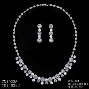 Cubic zirconia bride wedding necklace earring set CN10238