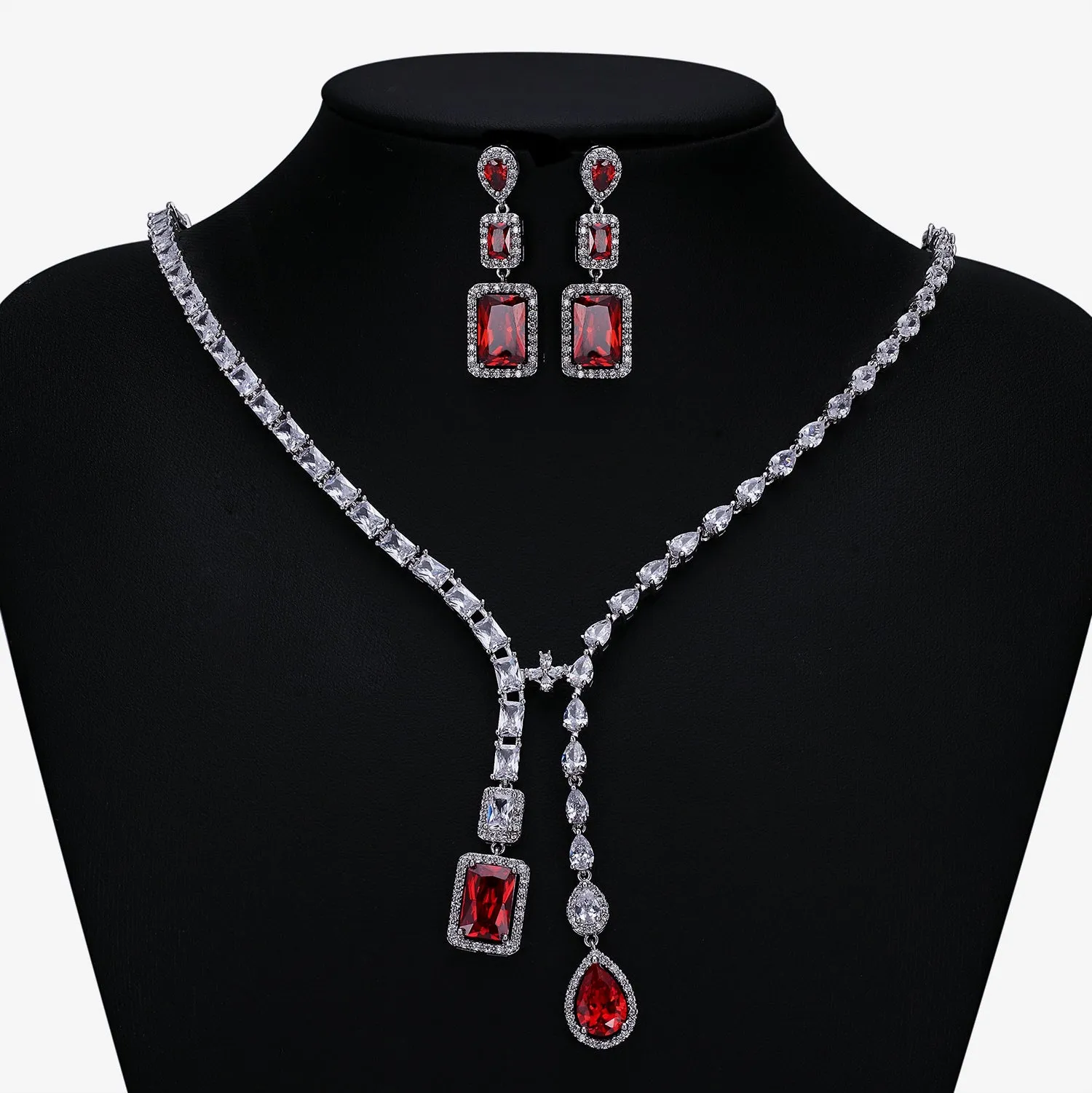 Cubic zirconia bride wedding necklace earring set CN10256