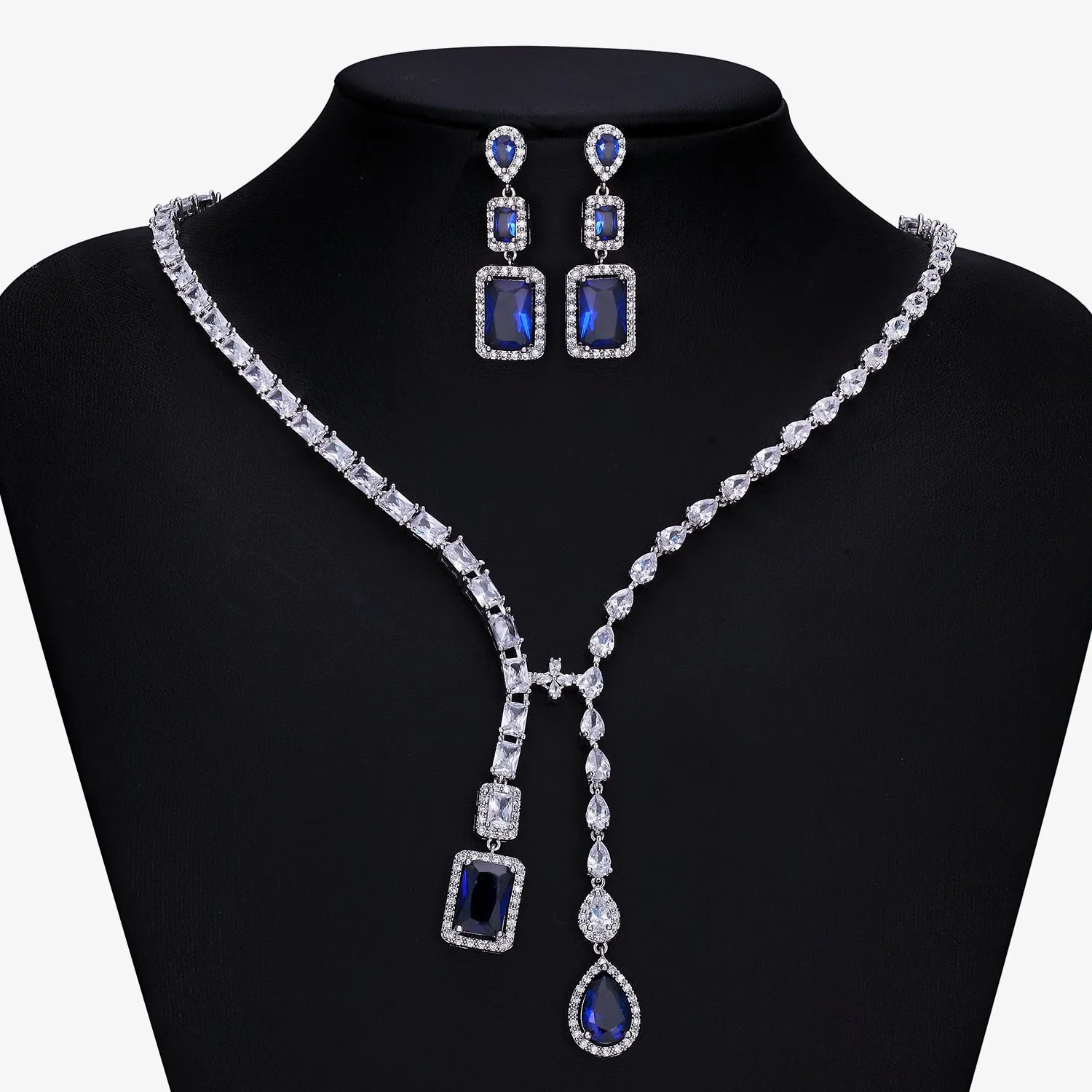 Cubic zirconia bride wedding necklace earring set CN10256